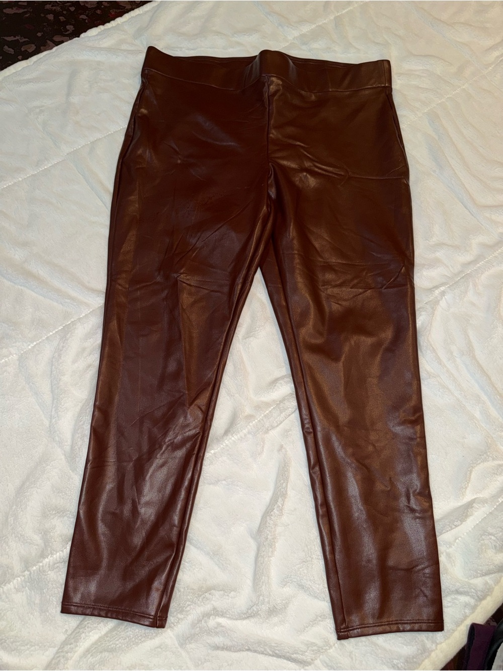 LOFT Faux Leather Leggings in Chestnut Brown